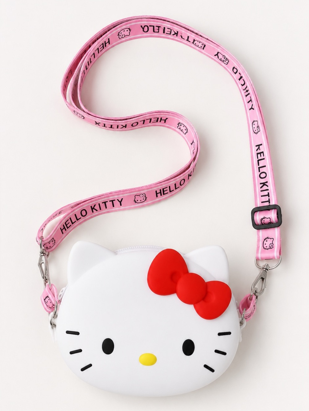 NIP Hello Kitty White Silicone Crossbody Bag Pink Logo Strap - Picture 4 of 5